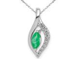1/5 Carat (ctw) Natural Emerald Pendant Necklace in 14K White Gold with Chain